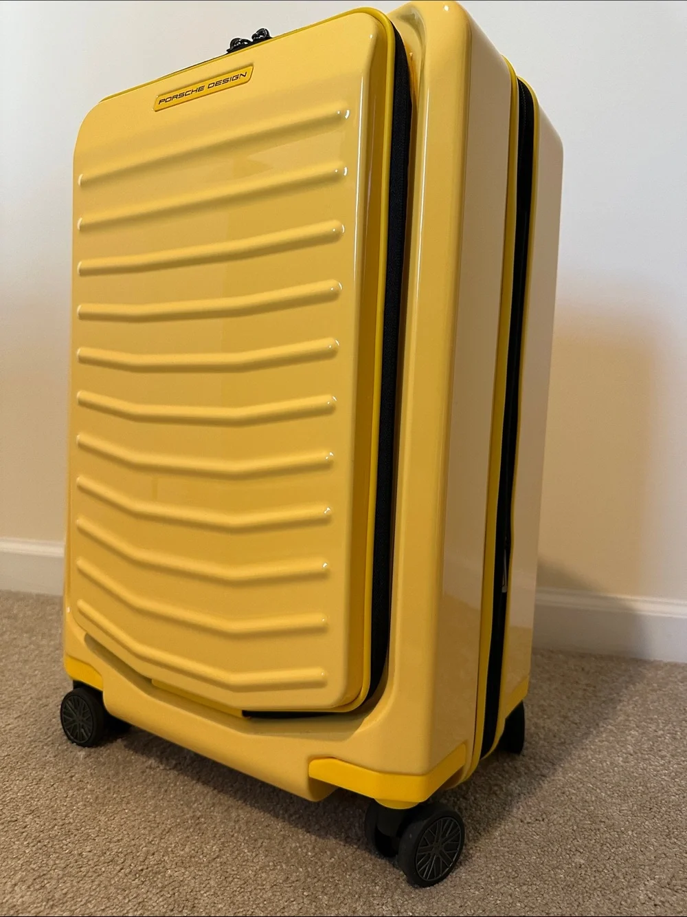 NEW! Porsche Design Signal Yellow Hard Shell Carry On with Front Sleeve